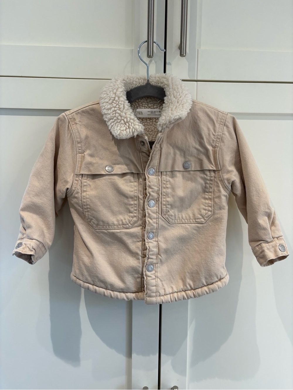 Zara Kids 12-18 months Cream Sherpa-Lined Jacket
